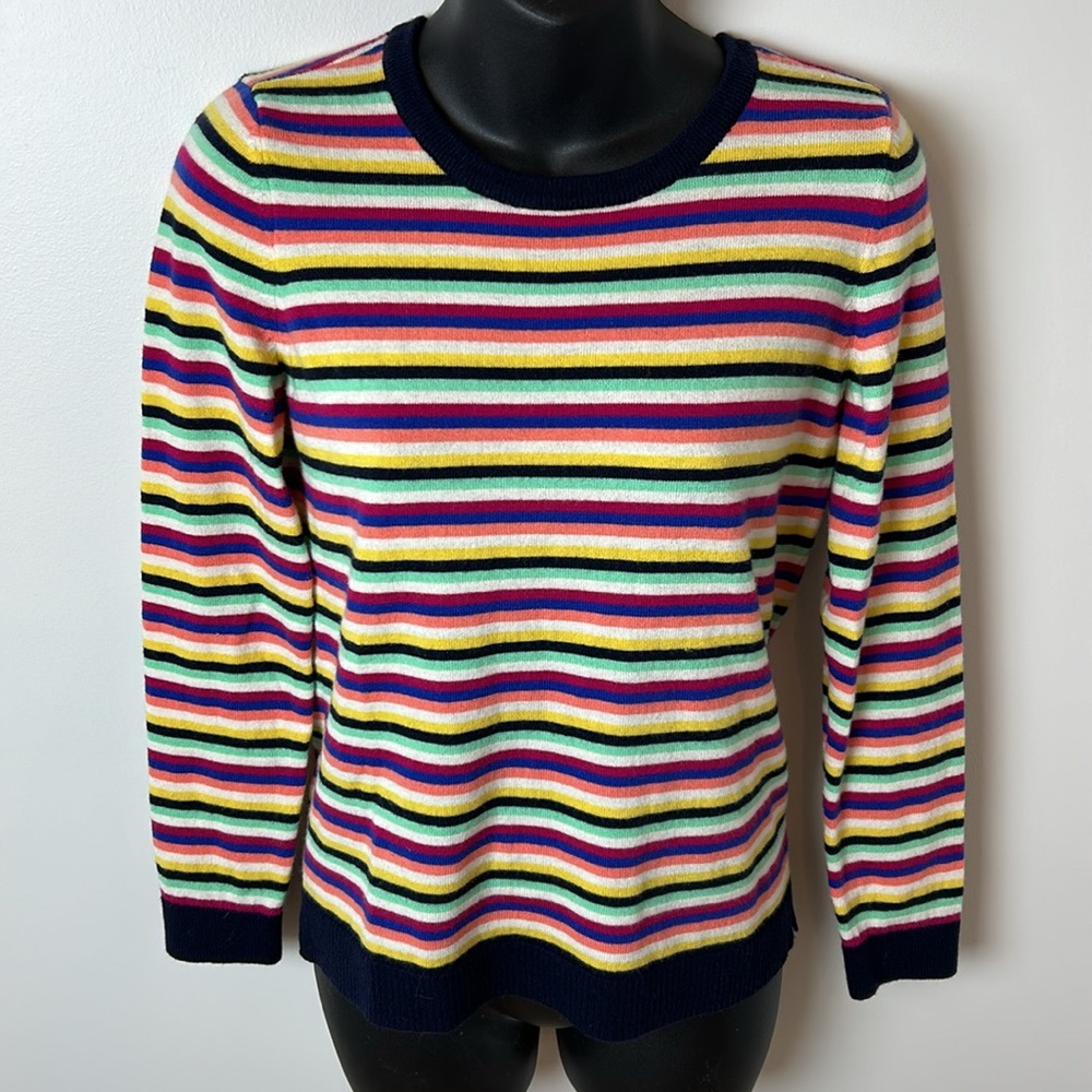 Talbots Size Small Petite Colorful Stripe Sweater Beach Umbrella Coastal